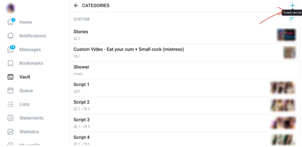 Erstellen Sie eine neue Liste onlyfans valult