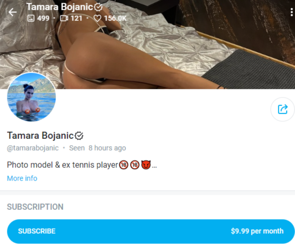 @tamarabojanic OnlyFans Capture d'écran de la page