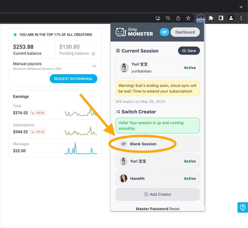 OnlyMonster Chrome Extension  OnlyFans Account Sessions