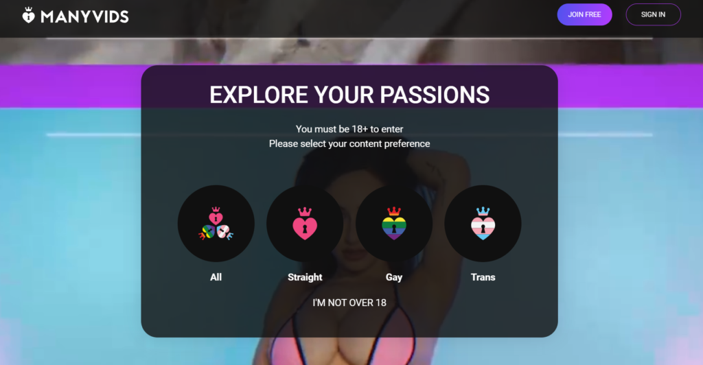 Startseite der alternativen Website Manyvids OnlyFans