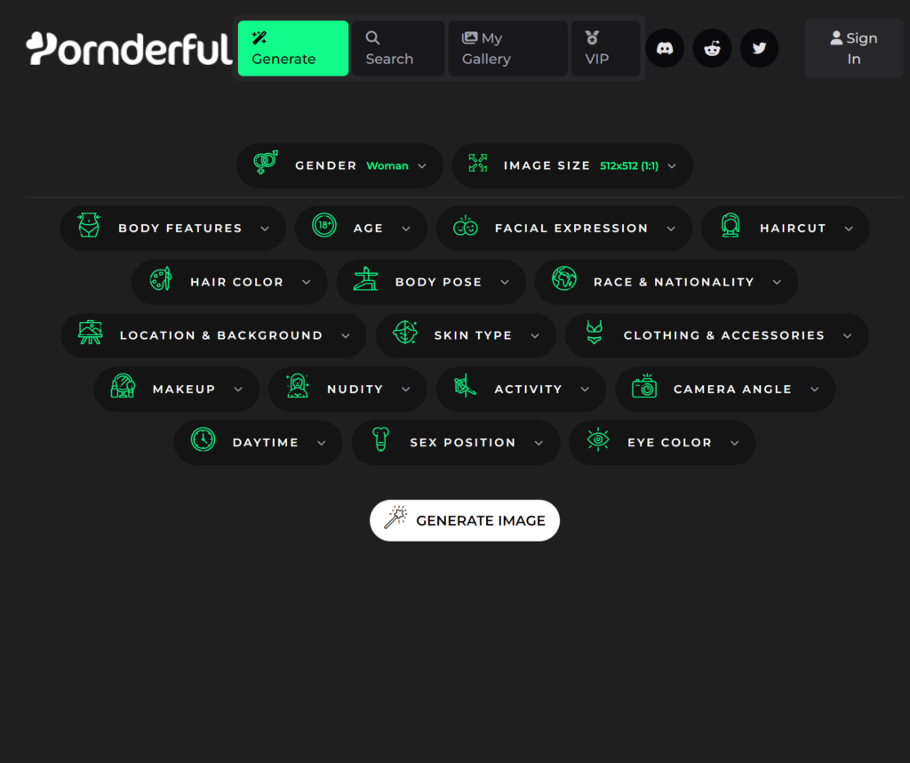 Progettazione del sito Web Pornderful.ai